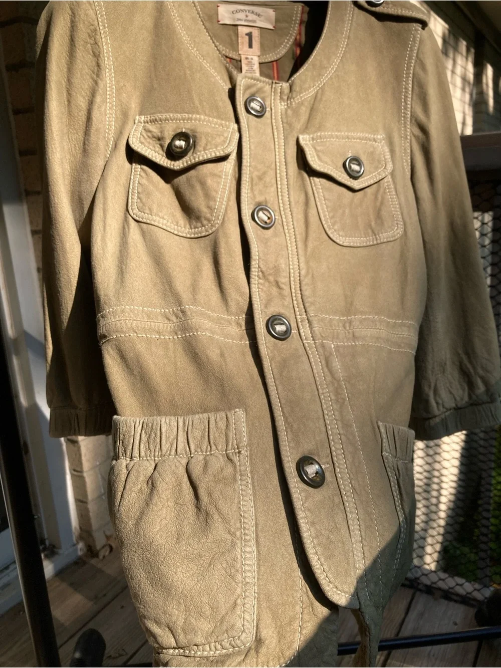 John Varvatos for Converse First School Apparel Series Green Leather Jacket Y2K